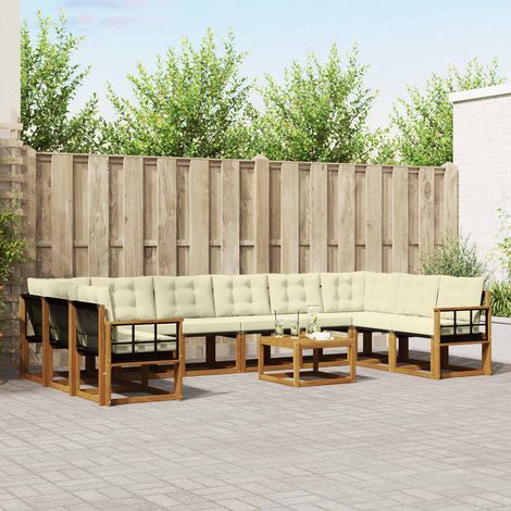vidaXL Outdoor-Sofagarnitur mit Kissen 11 pcs Natur und Creme (1/5)