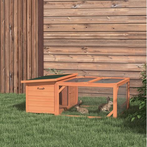 Kleintierstall 125,5 x 78 x 49 cm aus mehrfarbigem Holz mit Auslauf – MEUBLIV (1/5)