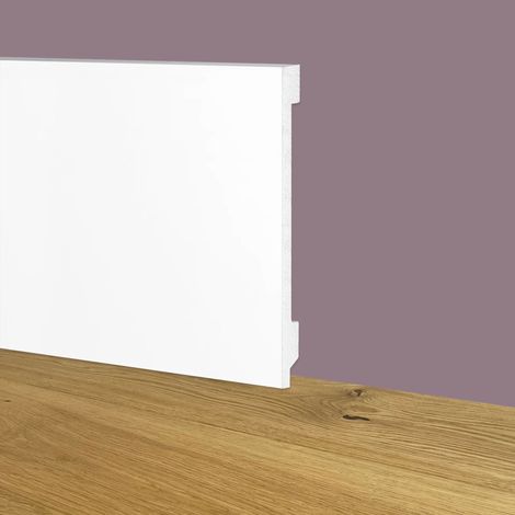 Battiscopa Zoccolino BIANCO Squadrato passacavo 100x15mm in POLIMERI - Polistrutturato (prezzo al metro)