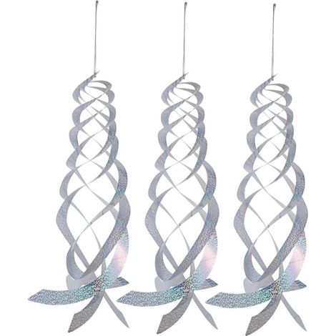 Juego de 3 colgantes reflectantes de jardín para ahuyentar pájaros, color plata (1/4)