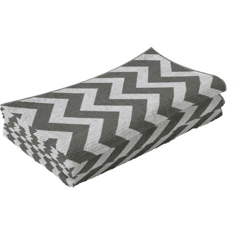 GagaTapis d'exterieur  impermeable design double face fibre plastique de haute qualite gris clair et blanc 121x182 cm (1/5)