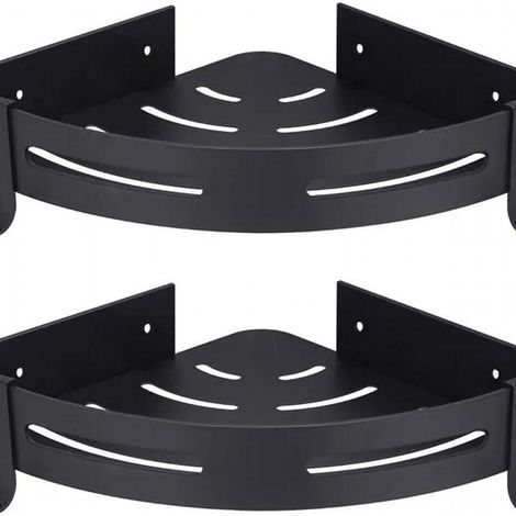 Kaelt - Étagère d'angle de douche noire, sans perçage, rangement de salle de bain, accessoires de salle de bain - 2 pièces (1/3)