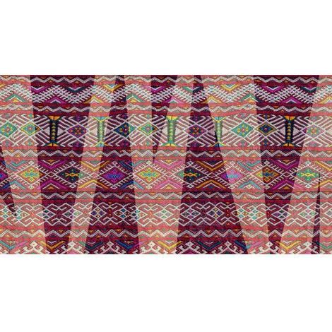 Papier peint panoramique oriental bordeaux Tapisserie panoramique ethnique effet textile pour chambre Papier peint panoramique salon & cage d'escalier (1/3)