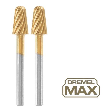 DREMEL 2 Frese al Titanio ad alta velocitC 6,4 mm conica con testa raggiata 117DM DREMEL MAX