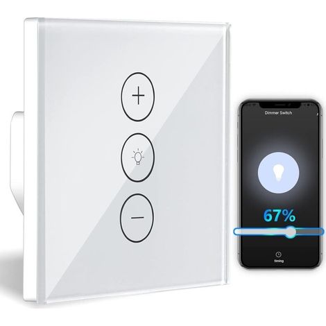Gradateur, variateur de lumière WiFi à fonction de pourcentage avec fonction de minuterie, variateur d'éclairage encastré à commande vocale WLAN-LIAIKI (1/5)
