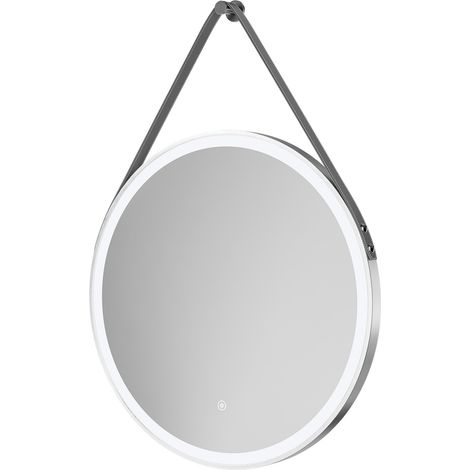 Colorado Polished Chrome Frame with Silver Strap 600mm Round Illuminated Dimmable LED Mirror with Demister and Touch Sensor (1/5)