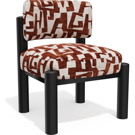 Fauteuil en tissu texturé à motif terracotta ELY