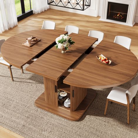 Tavolo da pranzo allungabile 110–149,8 cm con contenitore, MDF, noce/nero HAVRYA (1/5)