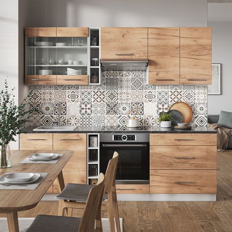 Mueble de cocina Fame-Line, Oro potencia roble/blanco, 235 cm , ET Roble, Vicco (1/5)