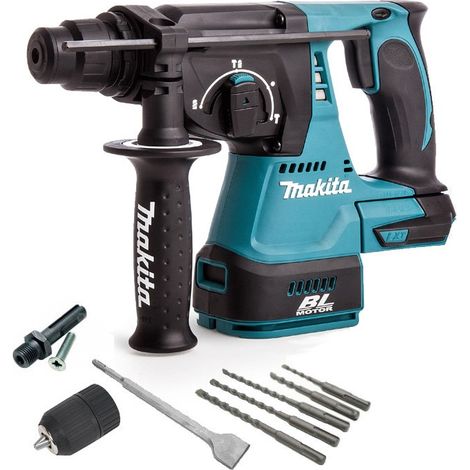 Makita DHR242Z 18v LXT SDS Rotary Hammer Drill + SDS Bits Chisel + Keyless Chuck (1/4)