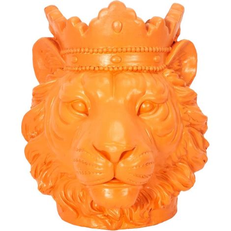 Statue & Porte Plante "Lion" 35cm Orange (1/3)