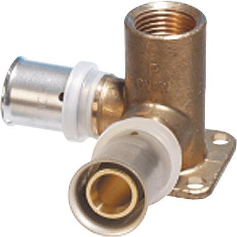Raccord a sertir p. multicouche Double coude mural court, 20x2mm - 1/2" 20x2mm, contour TH (1/4)
