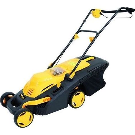 Vigor 7111010 Tagliaerba a batteria V-370 Litio 36V-4Ah larghezza taglio 37 cm sacco 40 litri altezza regolabile 25-75 mm autonomia 30 min peso 16 Kg colore Nero
