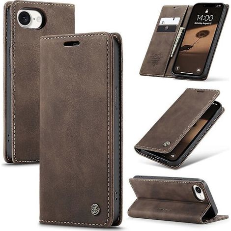 Custodia per telefono CASEME serie 013 in similpelle PU, a portafoglio con supporto, per iPhone 16e, disponibile in diversi colori, tra cui caffè. (1/2)