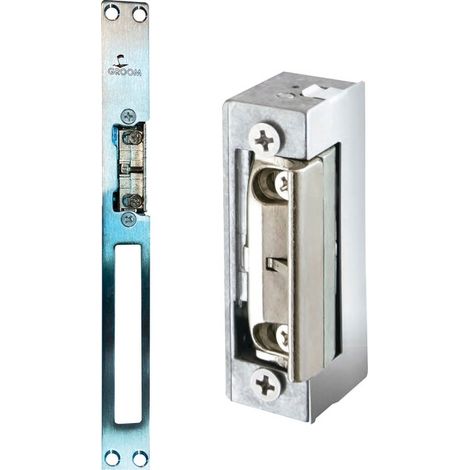 Groom – Gâche pour crémone à rupture – Dimensions réduites 67mm – Installation réversible DIN droite/gauche – Contact ajustable (1/2)