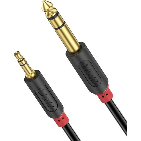 Câble Audio 3.5mm vers 6.35mm Stéréo Jack, Plaqué Or Série Audiowave 3.5mm (1/8 Pouce) Mâle TRS à 6.35mm (1/4 Pouce) Mâle TRS Câble Audio Stéréo avec Coquille en PVC, Amplificateurs, 1.8 Meter (1/5)