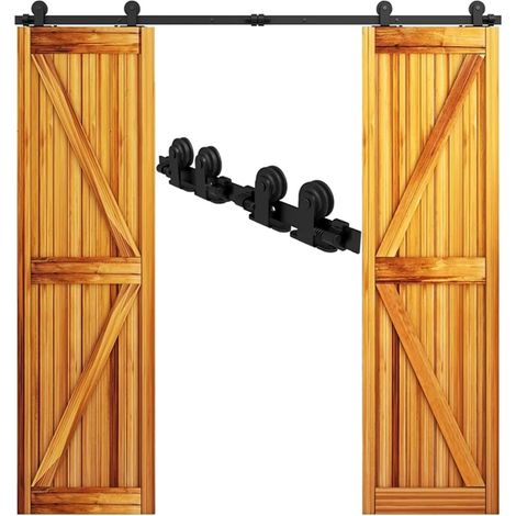 Kit de Rails for Porte coulissante de Grange en Bois de 4 à 10 Pieds, système de Rails for Porte Double(8FT 122cm Rail Kit) (1/5)