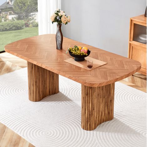 CHICFURN Mesa de comedor 180x90 cm en MDF nogal para comedor, diseño moderno multifuncional (1/5)