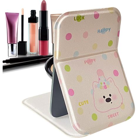 Miroir de maquillage voyage portable à éclairage LED , design compact et pliable , durable , double (1/5)