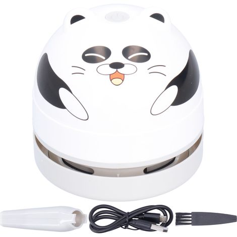 Cute Animal Design Desktop Vacuum Cleaner USB Charging Mini Dust Catcher for ChildrenPanda Pattern
