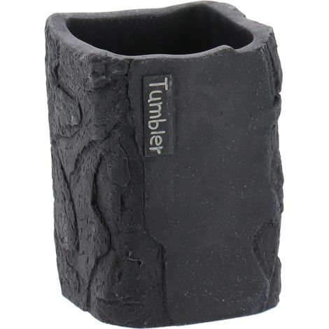 Taza de ba帽o Paola, estructura de piedra, negra