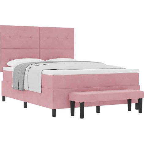 Box Spring Bed with Cushion Pink 200 x 140 cm Velvet vidaXL (1/5)