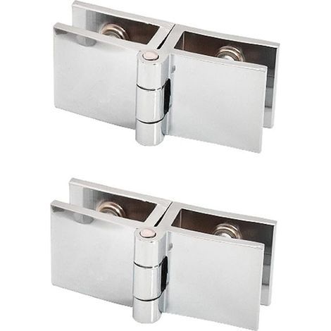 Lot de 2 charnières de porte de bibliothèque en verre , pivot à 180°, clip bilatéral , facile à installer , pince en verre , pratique , charnière de porte d'armoire , meubles de salle de bain (1/5)