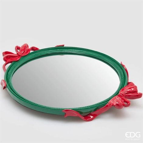 Vassoio Decorativo Fiocchi Ovale 51 cm Verde Rosso EDG