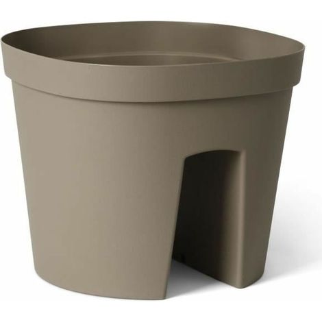 Vaso da balaustra - GARDEN ID Smile - Taupe 30 cm - Si adatta a tutte le balaustre - Riserva d'acqua - riciclato e 100% riciclabile (1/5)