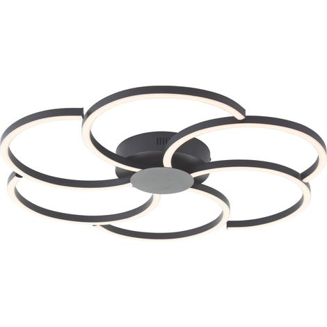 Plafonnier LED brillant Fico 65 cm, 3000 lm, dimmable, 3000-6500 K, aluminium, noir (1/3)