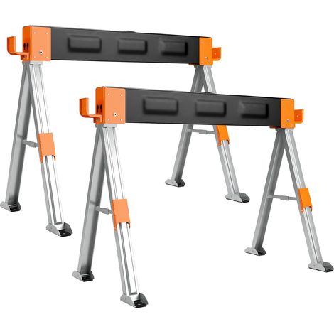 SOGES Lot de 2 supports de scie à bois - Charge maximale : 1000 kg - Réglable en hauteur - Noir et Orange (1/5)
