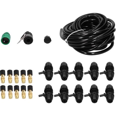 Kit d'arrosage par atomisation de 10 m avec buse en cuivre réglable et tuyau 8/11 pour jardin et serre (1/5)