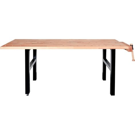 AUTRES Établi de bricolage 2000 mm avec étau - Plateau hêtre massif et pieds acier (1/3)