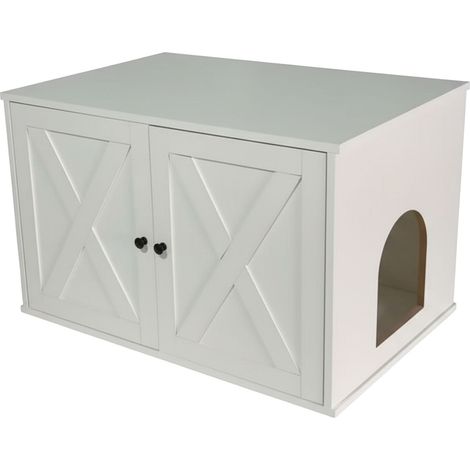 Armario Relaxdays para gatos y arenero, separador, entrada lateral, arenero oculto, 50x80x53 cm, blanco