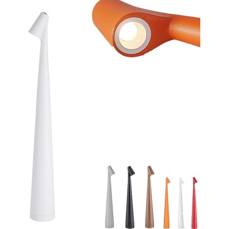 Tragbare, kabellose, wiederaufladbare und stilvolle Schreibtischlampe mit Aluminiumgehäuse und berührungsempfindlichem Licht, ideal für Wohnzimmer oder Büro. Drei Dimmstufen (weiß, D1,9 x 13,7) – CREA (1/5)