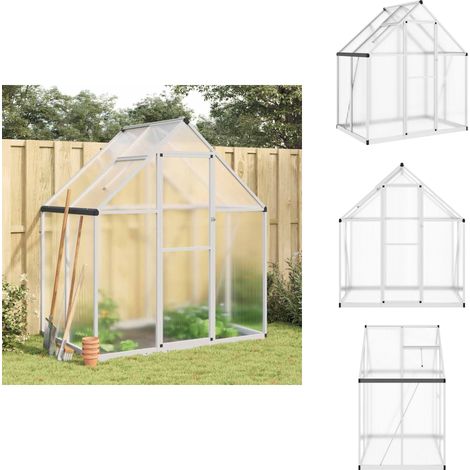 Serre avec cadre de base argent 169x114x195 cm aluminium - Serre De Jardin - Serre Portable - Serre En Polycarbonate - Abri Jardin - Protection Plante (1/5)