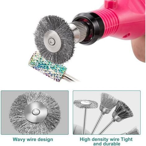 Brosse Metallique - Diametre Tige 3 mm - Pour Perceuse Et Meuleuse - 90 Pieces - Brosse Circulaire - Pinceau - Gobelet - T (1/5)