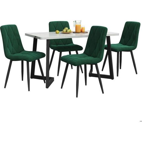 Ensemble table et chaises salle à manger 120x70, design moderne, chaises rembourrées, structure métal (1/5)