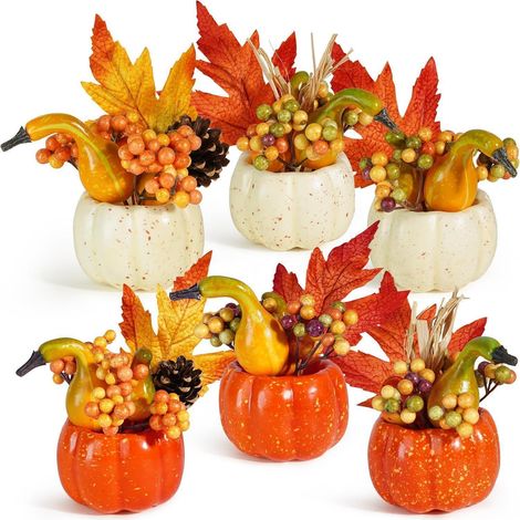 Kürbis Deko Herbst Thanksgiving Ernte Ahornbeere Eichel 6pcs Set (1/5)