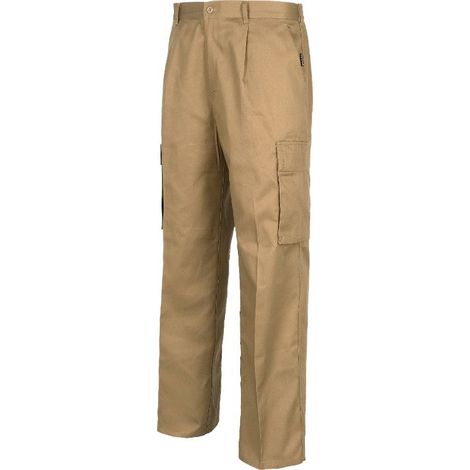 Pantalón recto multibolsillos con trabillas WORKTEAM B1403 52 Beige (1/2)