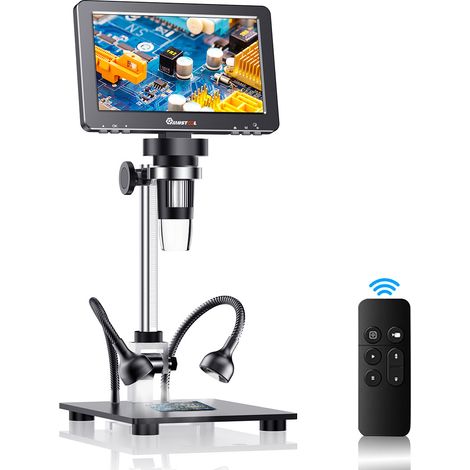 1080FHD 16MP Digitalmikroskop, 10- bis 1200-fache Vergrößerung, 8 LED-Leuchten, HDMI- und USB-Ausgang für PCB-Löten (1/5)