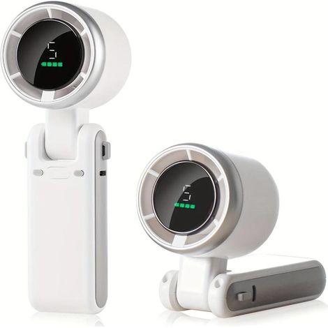 Ventilador portátil y plegable: recargable por USB, ultrasilencioso, 5 velocidades ajustables, batería de 1800 mAh (3 horas de autonomía), ideal para la oficina, el dormitorio, la residencia de estudi