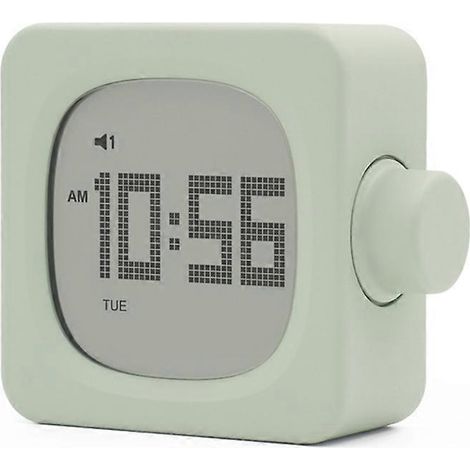 Réveil en forme de blocs de construction, réveil original pour étudiants, réveil électronique de chevet ou de bureau, veilleuse, lampe verte rechargeable (1/5)