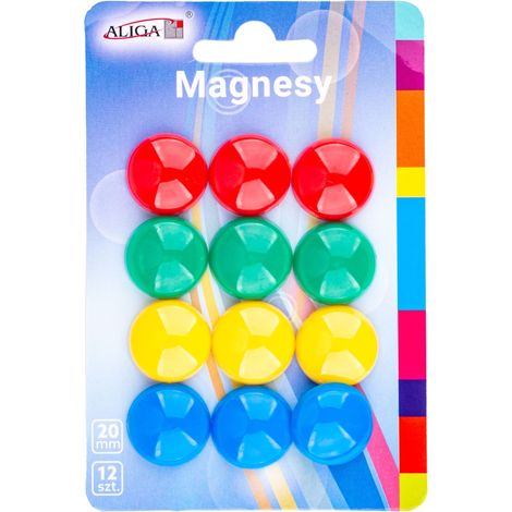 Aimants décoratifs ronds et colorés de 2 cm, lot de 12 (1/2)