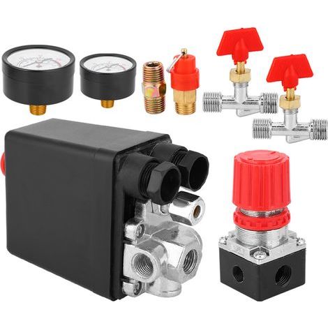 Pressure control switch valve assembly, square, four holes, air compressor part - Compact (1/5)
