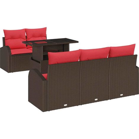 Set Divano da Giardino con cuscino 6 pcs Marrone polyrattan vidaXL