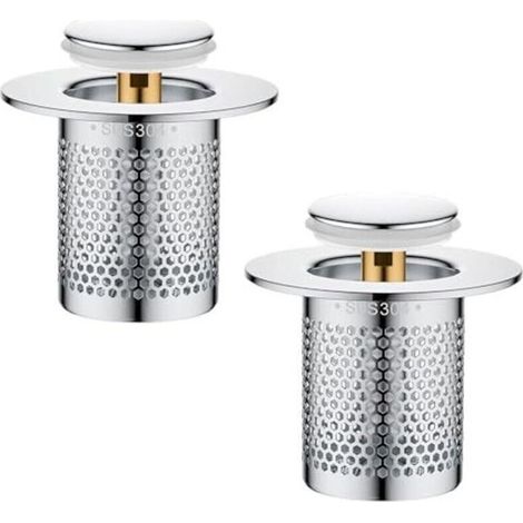 2 Pièces de Crépine de Vidange, Filtre à Evier en Acier Inoxydable Cuisine, Pop up Bouchon de Vidange Lavabo avec Tamis à Cheveux Acier Inoxydable Filtre Evier de Sol, pour Salle de Bain, Baignoire (1/4)