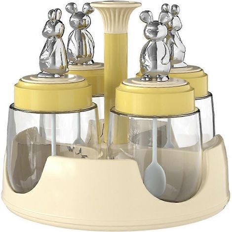 Pot à épices rotatif, récipient à épices ménager, bouteille à épices combinée avec couvercle A (1/5)