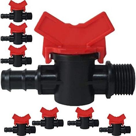 Pack 25 Llave 16mm Riego Llave goteo 16 mm x 1/2'' Llave de paso Riego 16 mm Valvula tuberia riego por goteo 16mm