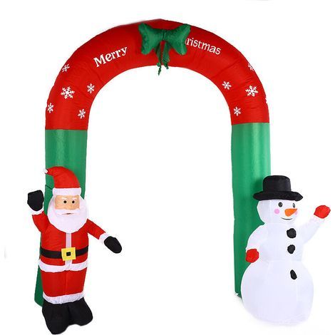 Christmas Arch with Santa Claus and Snowman, 2.4m Tall with LED Lights, Inflatable Arch for Outdoor, Indoor, Garden, Yard Decoration and Venue Layout (1/4)